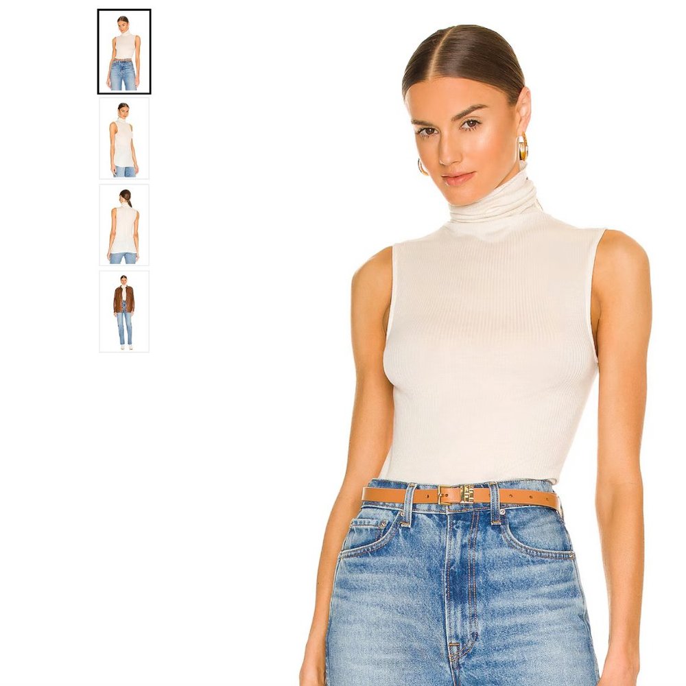 Silk Cashmere Rib Sleeveless Turtleneck Enza Costa NWOT